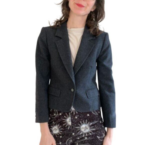 1980s Pendleton Blazer Jacket Womens 6 Petite Small Grey Preppy Classiccore - Picture 9 of 9